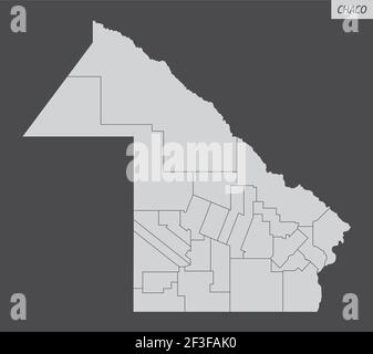 El mapa de la Provincia del Chaco dividido en departamentos con