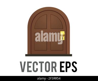 Ilustración vectorial de dibujos animados de una puerta marrón Imagen