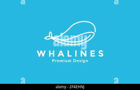 líneas simples arte animal pez ballena logo símbolo vector icono ilustración de diseño Ilustración del Vector