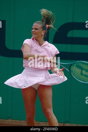 Jugador griego de tenis Angeliki Kanellopoulou, European Open 1990 Foto de stock