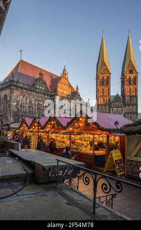 Geografía / viajes, Alemania, Bremen, mercado de Navidad en la noche, Derechos adicionales-liquidación-Info-no-disponible
