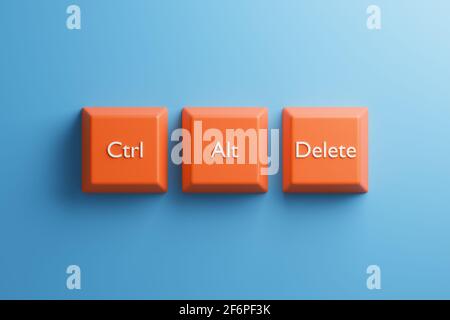 Control alt delete keys from computer keyboard, ilustración 3D Foto de stock