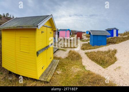 Cabañas de playa, Tisvildeleje, Dinamarca Foto de stock