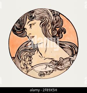 Vidrieras para la fachada de la boutique Fouquet de Alphonse Maria Mucha (1869–1939). Art Nouveau.