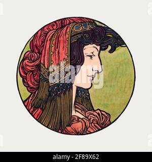 Vidrieras para la fachada de la boutique Fouquet de Alphonse Maria Mucha (1869–1939). Art Nouveau.