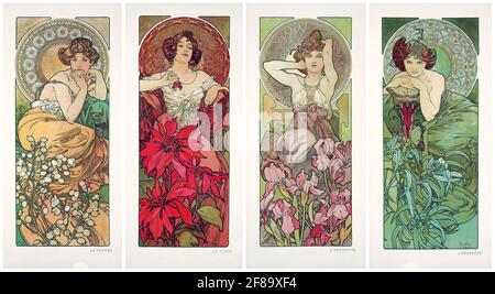 Art Nouveau de Alphonse Mucha. Les Pierres Précieuses 1900. (Piedras preciosas).