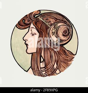 Vidrieras para la fachada de la boutique Fouquet de Alphonse Maria Mucha (1869–1939). Art Nouveau.