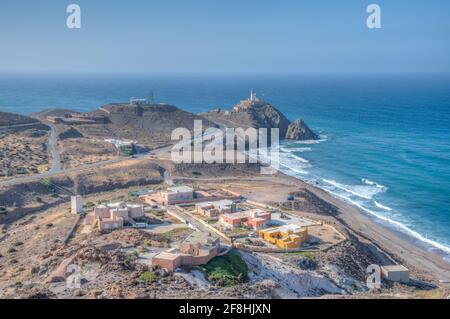 Faro en Cabo de Gata en España Foto de stock