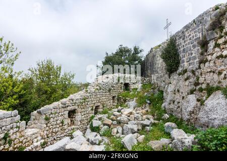 La ciudadela de Smar Jbeil, antiguo castillo de los cruzados en la ruina, Líbano Foto de stock