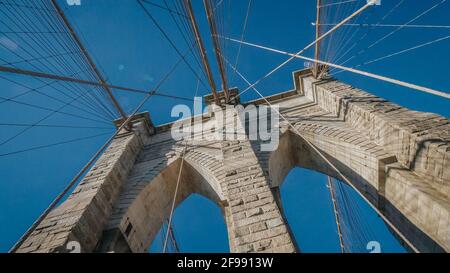 Famoso Puente de Brooklyn en Nueva York - fotografía de viajes Foto de stock