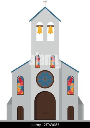  Bonita ilustración de un vector de dibujos animados de una iglesia Imagen Vector de stock