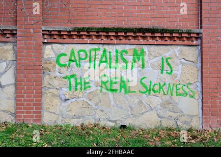 Graffiti, Muro, Capitalismo es la verdadera enfermedad