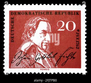 Sello postal de Alemania del Este (1962) : Johann Gottlieb Fichte (1762-1814), filósofo - 200th aniversario del nacimiento Foto de stock