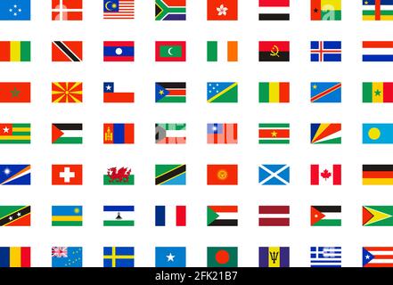Colección de banderas de países del mundo con nombres