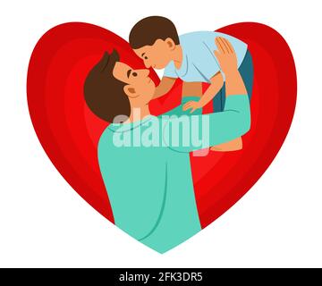 Padre E Hijo Sosteniendo El Amor Corazon El Pictograma Imagen Vector De Stock Alamy