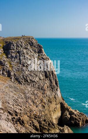 Impresionantes acantilados con vistas al océano (Castlemartin, Pembrokeshire, Gales) Foto de stock