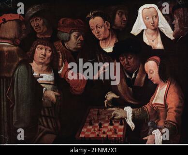 Juego, juego de mesa, ajedrez, el juego de ajedrez, impresión basada en pintura de Lucas Hugensz van Leyden, ADICIONAL-DERECHOS-LIQUIDACIÓN-INFO-NO-DISPONIBLE Foto de stock