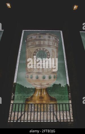 Berlín, Olympiastadion 13.05.21: Imagen del símbolo del trofeo DFB durante el partido final de la copa entre RB Leipzig vs. Borussia Dortmund. Foto: Pressefo