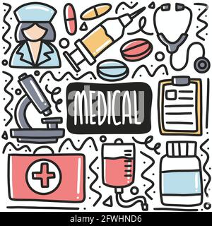 Desenho De Doodle Dispositivos Médicos Com Vários Tipos Como