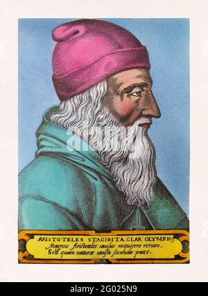 Retrato del filósofo griego y politóteles Foto de stock