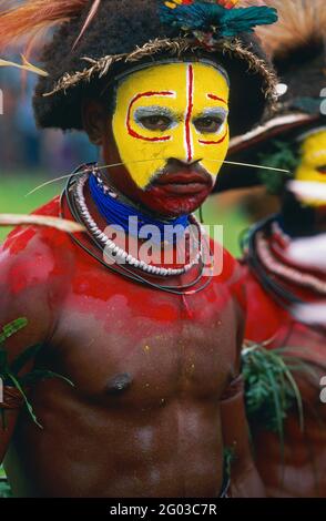 Papua Nueva Guinea, Western Highland.,Mt. Hagen, Sing Sing del Monte Hagen - el Mt. Hagen Cultural Show reúne a muchos grupos étnicos de A. Foto de stock