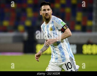 Lionel Messi da Argentina, comemora o seu segundo gol durante a partida  entre Argentina e França, pela Final da Copa do Mundo FIFA Qatar 2022,  no Estádio Lusail, neste domingo 18 Stock