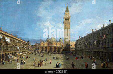 Piazza San Marco de Canaletto (Canal Giovanni Antonio - 1697-1768), óleo sobre lienzo, finales de 1720s Foto de stock