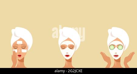 afro americano mujer limpieza cara con toalla rosa chica limpieza facial  piel cuidado de la piel spa concepto de tratamiento vertical vector  ilustración Imagen Vector de stock - Alamy