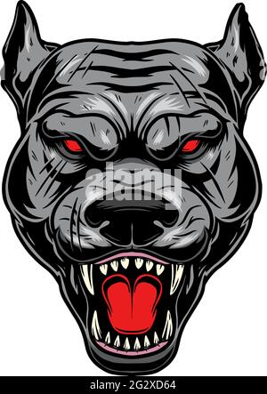 Peligro. Perro guardia. Cuidado con el perro. Firme con la cabeza de perro  enojada. Elemento de diseño para cartel, tarjeta, banner, signo, emblema.  Ilustración vectorial Imagen Vector de stock - Alamy