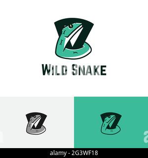 Serpiente Venomosa Venenosa Serpiente Peligroso Animal Silvestre Logo 03 Ilustración del Vector