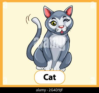 Ilustración de Cat en inglés educativo Imagen Vector de stock - Alamy