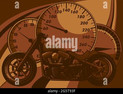 Motocicleta personalizada con diseño de ilustración vectorial del  velocímetro Imagen Vector de stock - Alamy