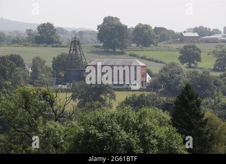 Swannington, Leicestershire, Reino Unido. 1st de julio de 2021. Una visión general de la antigua Calcuta Colliery. Swannington es un antiguo pueblo minero situado entre las dos Foto de stock