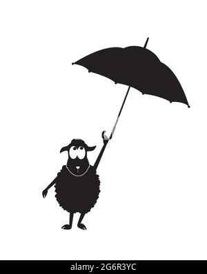 Niño sosteniendo paraguas ilustración de carácter de dibujos