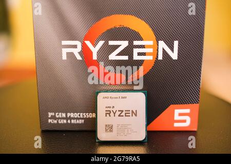 cpu AMD ryzen 3600 para pc de sobremesa con paquete de caja de