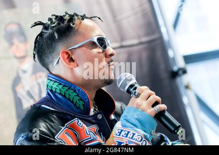 El artista musical Tainy (Marco Masís) a conferencia de prensa para promocionar el nuevo álbum 'DYNASTY', celebrado en la PUMA en Nueva York. En honor a sus 16 años