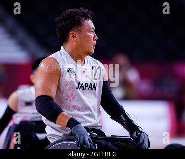 TOKIO, JAPÓN. 25th de agosto de 2021. En Baloncesto de Trano Masculino JPN vs FRA durante los Juegos Paralímpicos de Tokio 2020 en el Estadio Nacional de Yoyogi el miércoles, 25 de agosto de 2021 en TOKIO, JAPÓN. Crédito: Taka G Wu/Alamy Live News