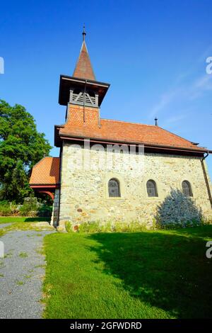 Capilla de San Mauricio, Sévery la parroquia, Cantón de Vaud, Suiza. Foto de stock