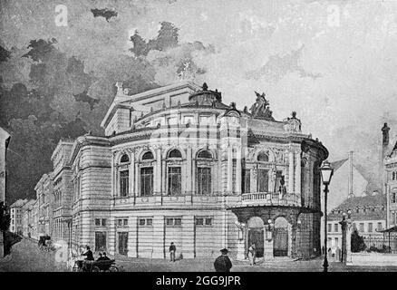 El Teatro das Raimund o el Teatro Raimund, que lleva el nombre del dramaturgo Ferdinand Raimung, Viena, Austria, Europa, Ilustración histórica 1897 Foto de stock