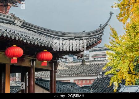 China, Jiansu, Nanjing. Templo de Confucio (Fuzimiao). Foto de stock