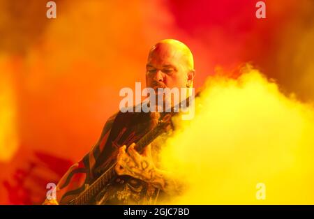 SOLVESBORG 20190606 La banda estadounidense de thrash metal Slayer se presenta en el festival de rock de Suecia el jueves por la noche. Foto: Hanna Franzén / TT / KOD 11870 Foto de stock