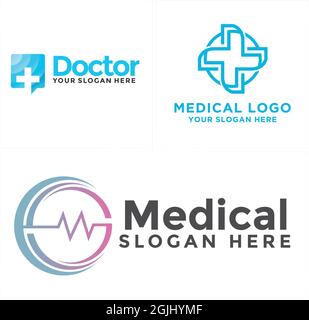 Diseño de logotipo con icono de cruz médica Ilustración del Vector