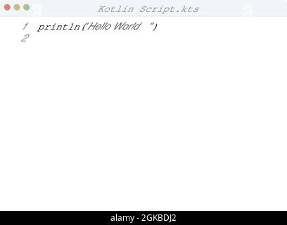 Lenguaje Kotlin Ejemplo de programa Hello World en la ilustración de la ...