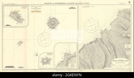 Tristan da Cunha, inaccesible, Nightingale y la isla de Gough, mapa ...