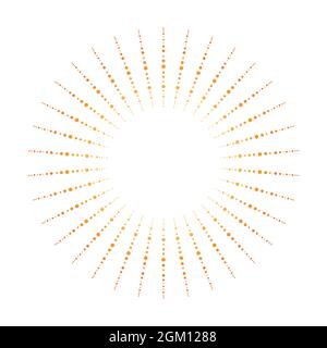 Marco de rayos de luz con puntos de color naranja. El brillo reventó de fondo. Chispa radiante. Ilustración vectorial. Rayo de sol estallido de sol de fondo. Ilustración del Vector