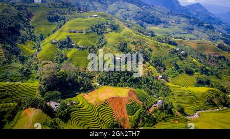 Terraza de arroz Hoang Su Phi en la provincia de Ha Giang al norte de Vietnam Foto de stock