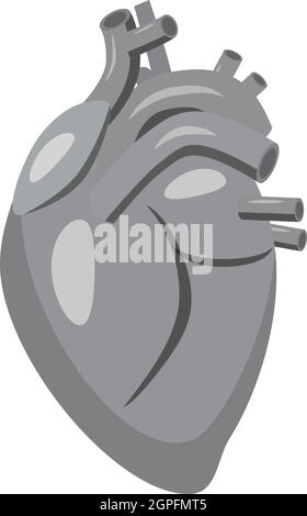Icono del corazón humano, estilo monocromo gris Ilustración del Vector