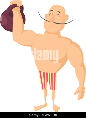  Icono de hombre fuerte de circo, estilo de dibujos animados Imagen Vector de stock
