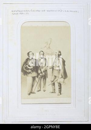 Víctor Emmanuel II Rey de Cerdeña, Giuseppe Garibaldi y Camillo Benso, conde de Cavour, 1860-69. Impresión de una obra de arte. Foto de stock