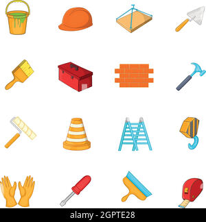 Iconos de herramientas de trabajo, estilo de dibujos animados Imagen Vector  de stock - Alamy